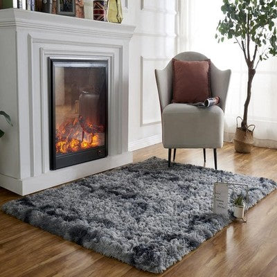 Fluffy Large Rug Dark Grey 160x230cm Soft Washable Anti-Slip Bedroom Carpet