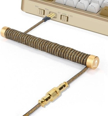 MAMBASNAKE C03 Coiled Keyboard Cable USB-C Braided Aviator Fixed Rod Gold