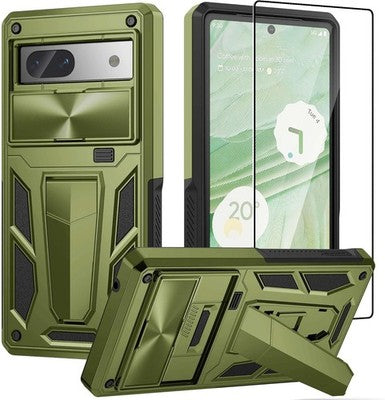 CASESTAR Pixel 7A Military Armor Case Green Kickstand Camera Cover Protector