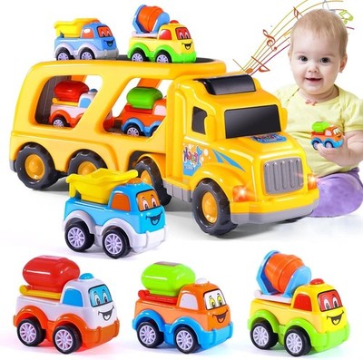 5 in 1 Carrier Truck Toy Cars with Light Sound for Kids Boys Girls 3-5