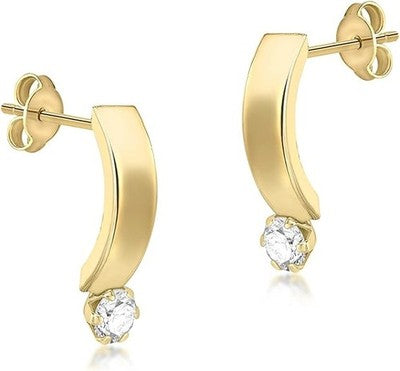 CARISSIMA 9ct Yellow Gold CZ Curved Band Hoop Earrings Womens