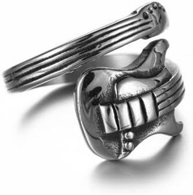 LOPEZ KENT Fashion Music Guitar Titanium Steel Ring Size R