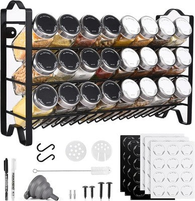 Miorkly Spice Rack Free Standing for Inside Cupboard Silver Kitchen Organiser