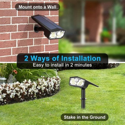 Solar Landscape Spotlights Motion Sensor Garden Security Lights IP65 White 2Pk