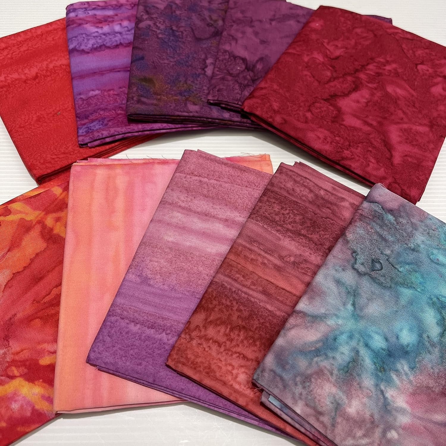 Bali Batik 100% Cotton Fabric 10pcs 50x50cm Fat Quarter Bundle Pack Z Craft