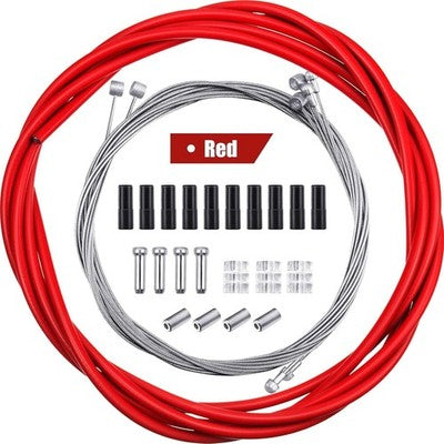 Bicycle Gear Cable Kit Universal Bike Rear/Front Shift Cable Set Red