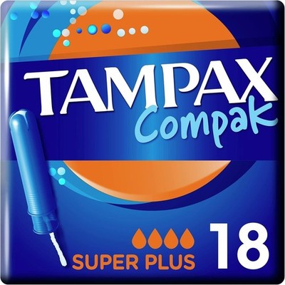 2X Pack Tampax Compak Super Plus Tampons 18Ct