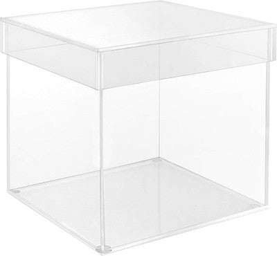 BELLE VOUS 5 Sided Clear Acrylic Display Box with Lid 15x15cm Dustproof Case