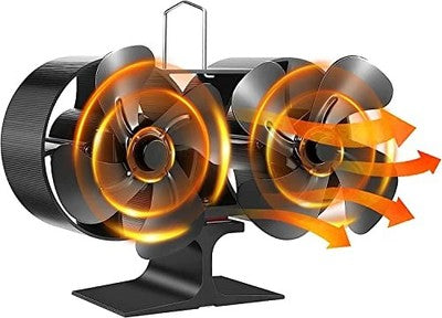 8-Blade Dual Motor Dual Heating Power Fireplace Fan  Efficient Heat Distribution