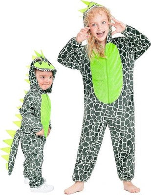Dinosaur Costume For Kids - Hooded Jumpsuit With Tail For Halloween & Carnival