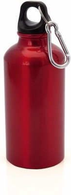 Aluminium 400Ml Water Bottle (Red) With Screw Cap & Carabiner