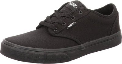 Vans Atwood Black Canvas Trainers Junior Low Top Vulcanized Waffle Sole - 4 UK