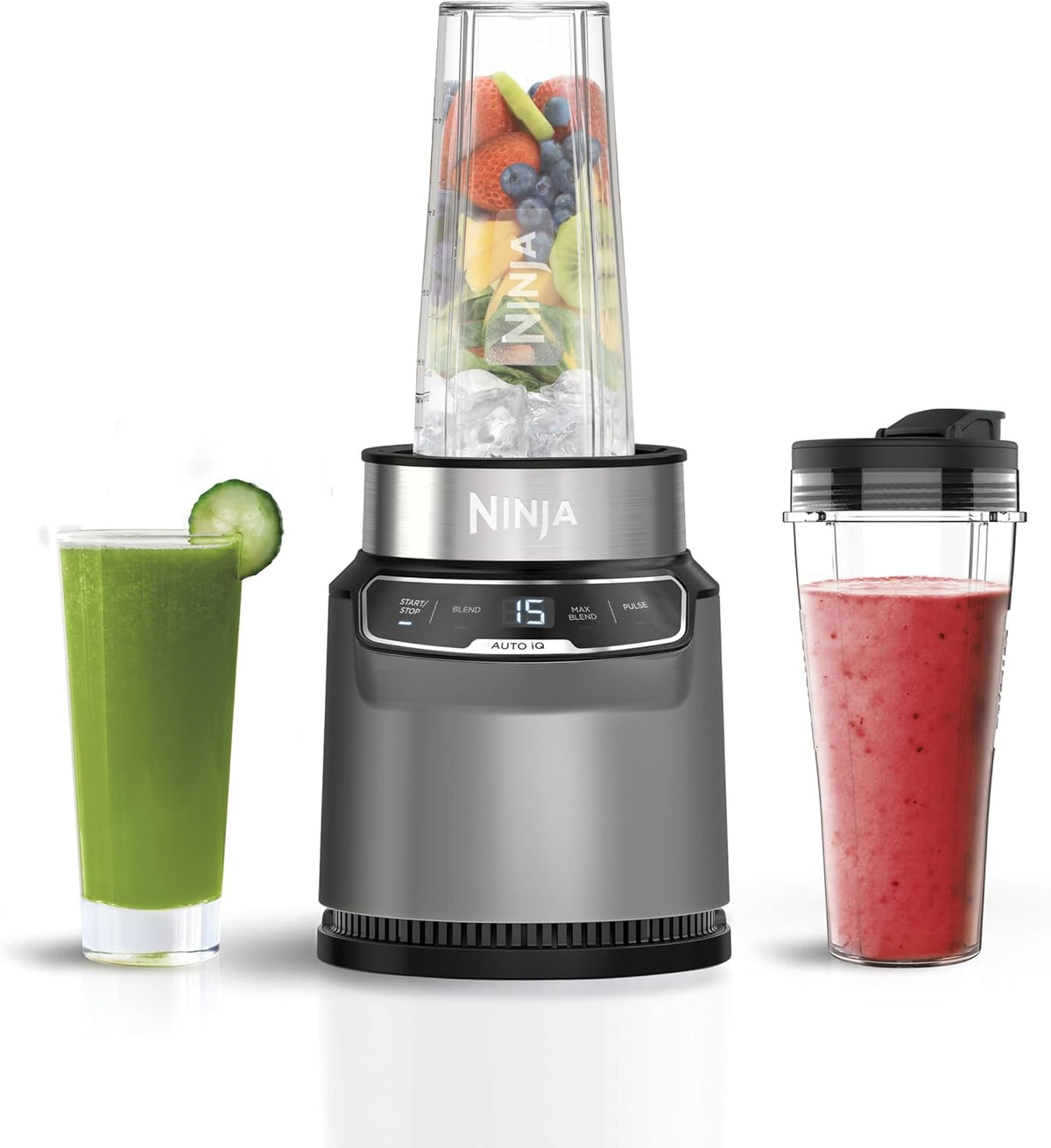 Ninja BN500UK Blender with Auto-iQ & 700ml Cup - Grey/Silver