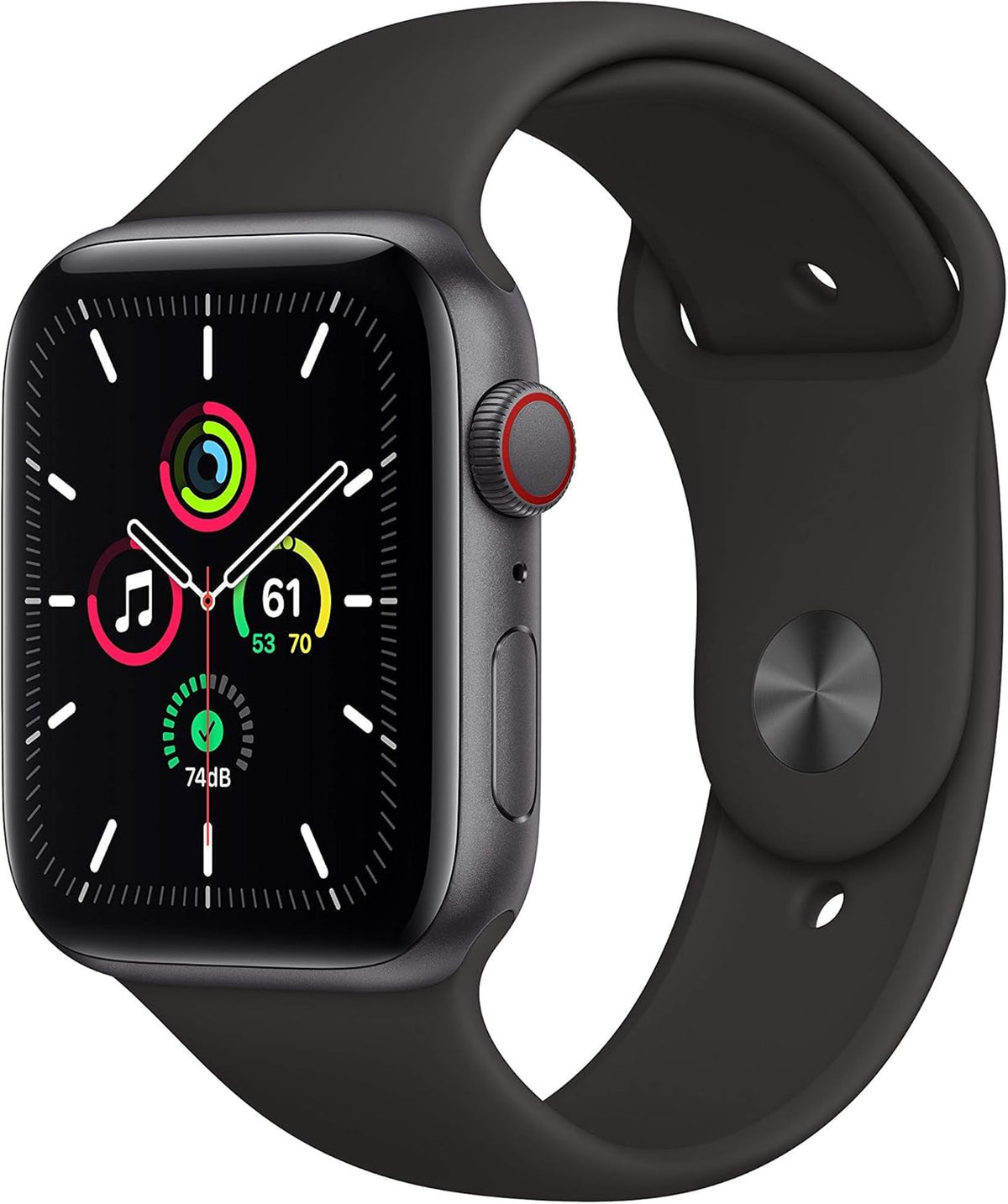 Apple Watch SE 1st Gen (GPS, 44mm) Space Grey Case + Black Sport Band