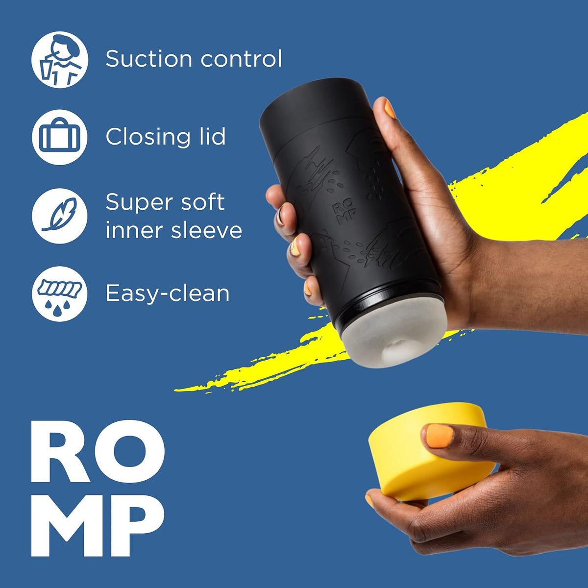 Romp Dash Male Stroker, Soft Touch with Suction Control