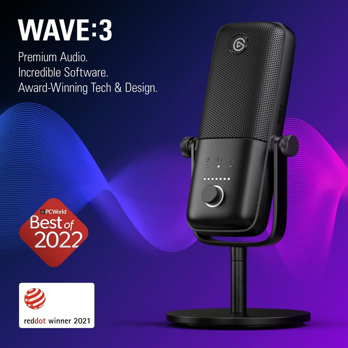 Elgato Wave:3 USB Condenser Microphone for Streaming, Podcast, Gaming, Mac & PC