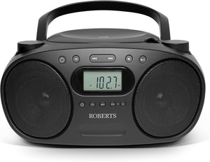 Roberts Zoombox Portable FM/AM Radio Boombox, Black