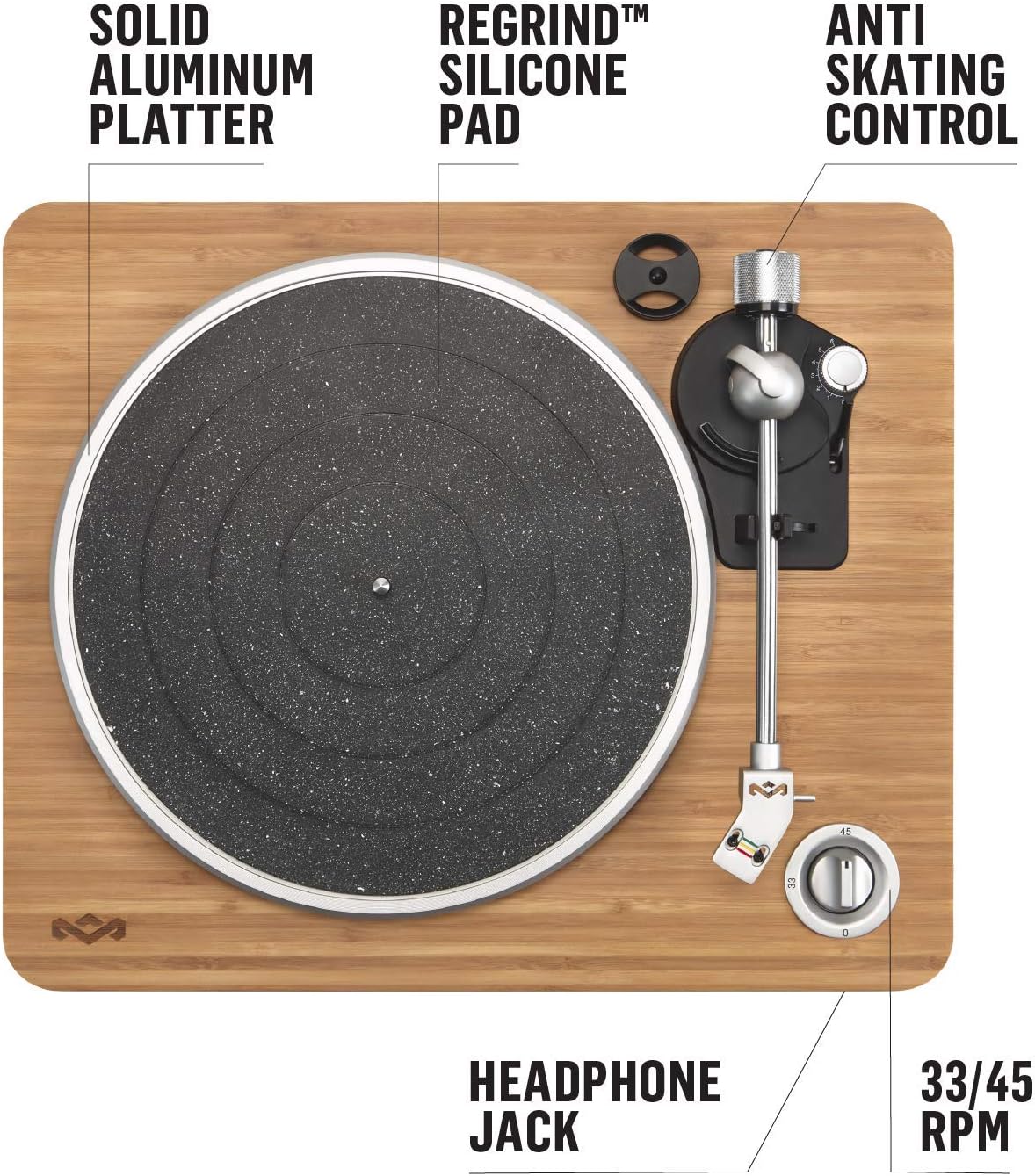 House of Marley Stir It Up Record Player Vinyl Turntable USB 33/45 RPM Bamboo