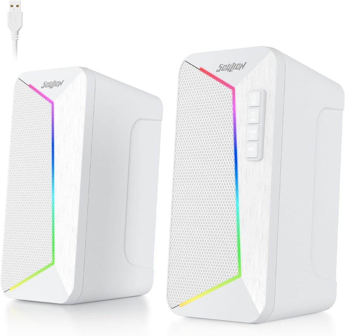 SOULION R40 Computer Speakers 2.0, USB Powered, Volume, Bluetooth 5.3, White