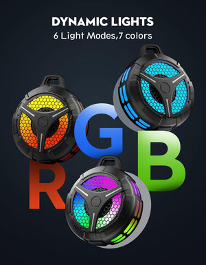 Oritzan Shower Bluetooth Speaker IPX7, Stereo Bass, RGB, 360 Sound, 15W, Mic