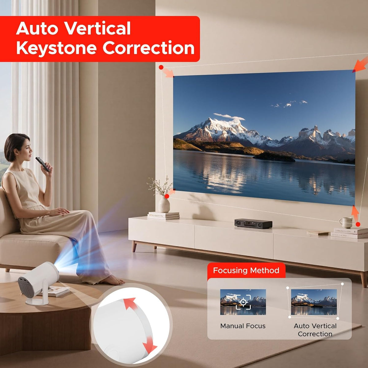 Turn 1 Projector 2026 1080P Supported Android 14.0 200 ANSI Portable White