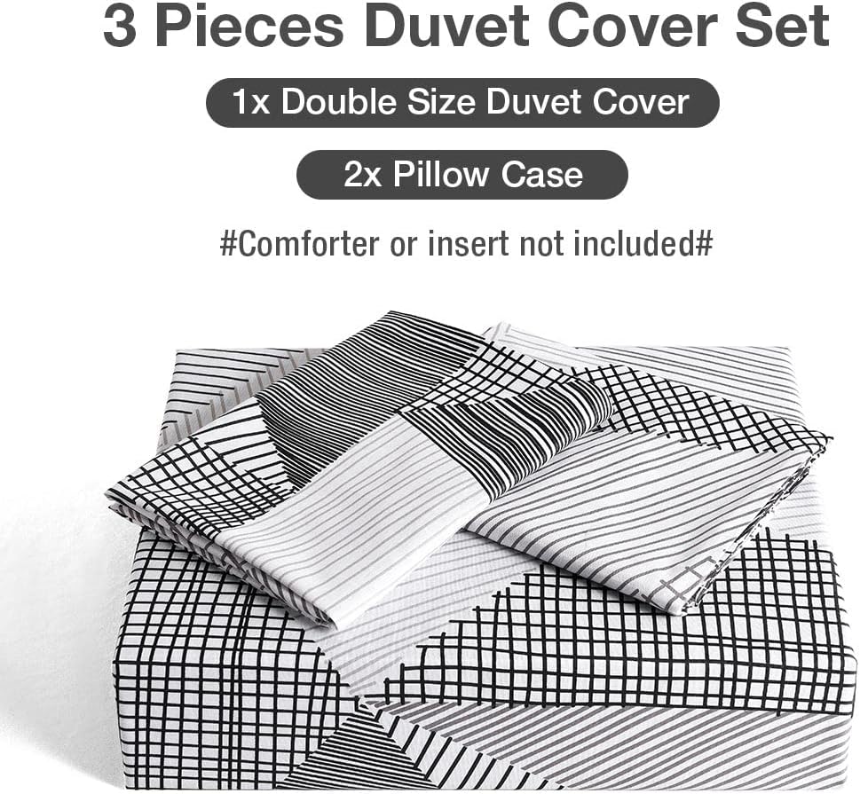 Lekesky King Size Duvet Cover Set, 3pc Microfibre Grey