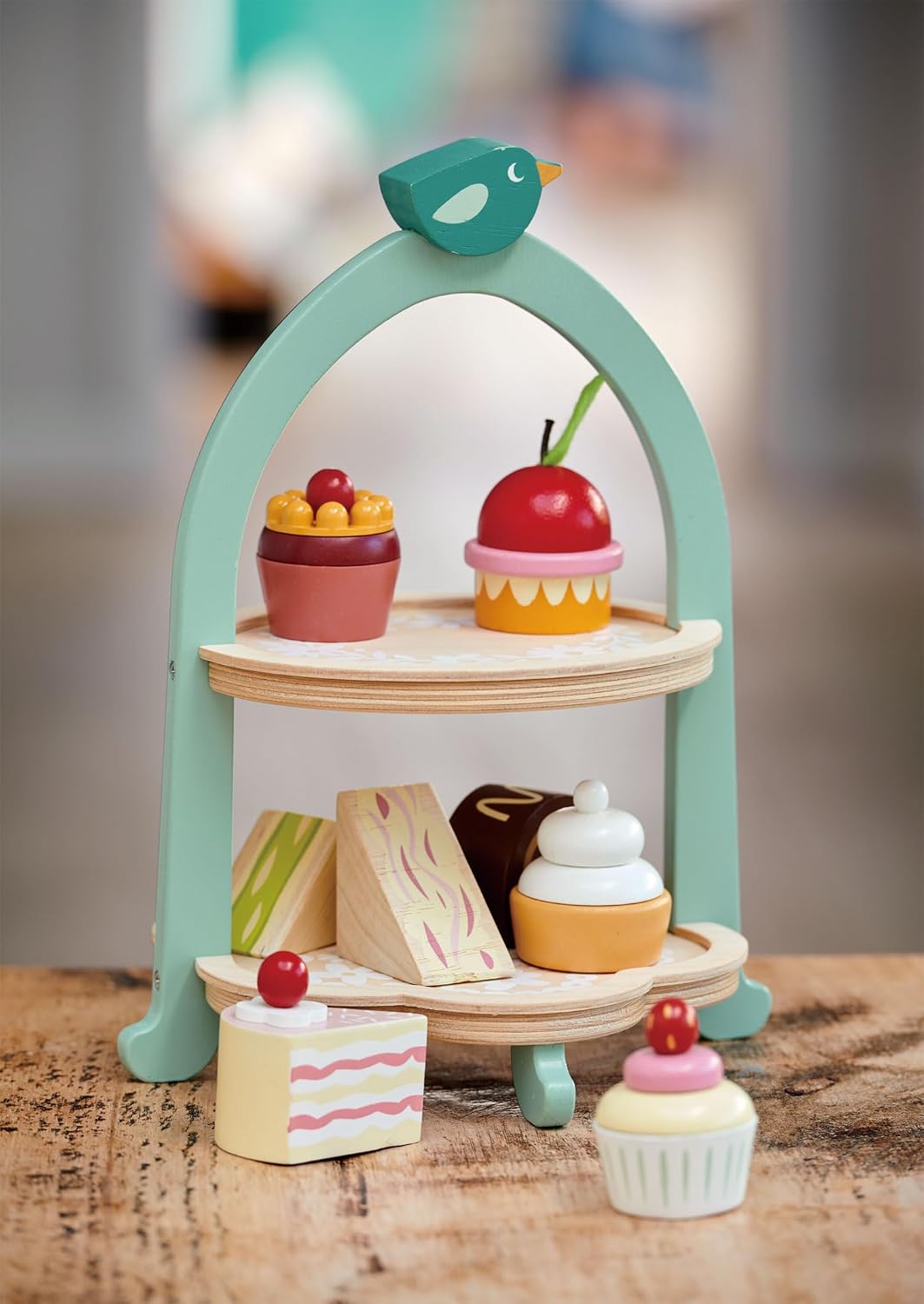 Tender Leaf Toys Mini Chef Birdie Afternoon Tea Stand Wooden Toy