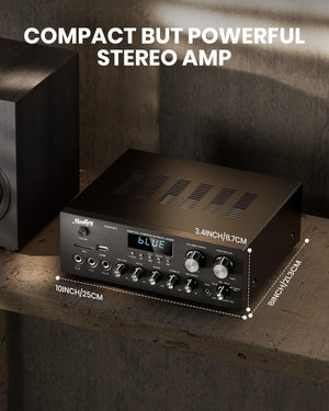 Moukey MAMP1 2.0 Stereo Amplifier 220W Bluetooth 5.0, USB/SD/AUX/RCA/Mic, Radio