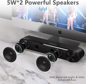 Jeecoo A30 PC Speakers, USB Powered Soundbar for Desktop, Laptop, Phone