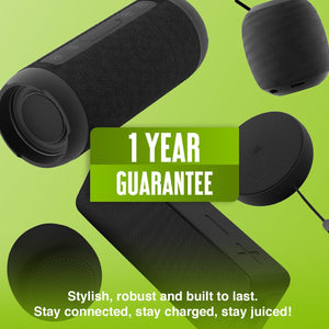 Juice BoomPRO Portable Bluetooth 10W Speaker, IPX5, 360 Sound, 15H Play, Black