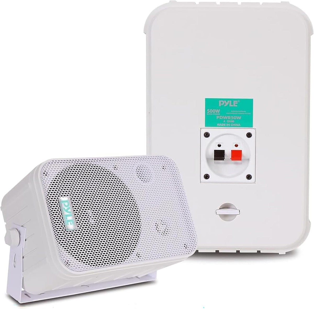 Pyle 2-Way Speaker System Pair 500W, Universal Mount, Indoor/Outdoor (White)