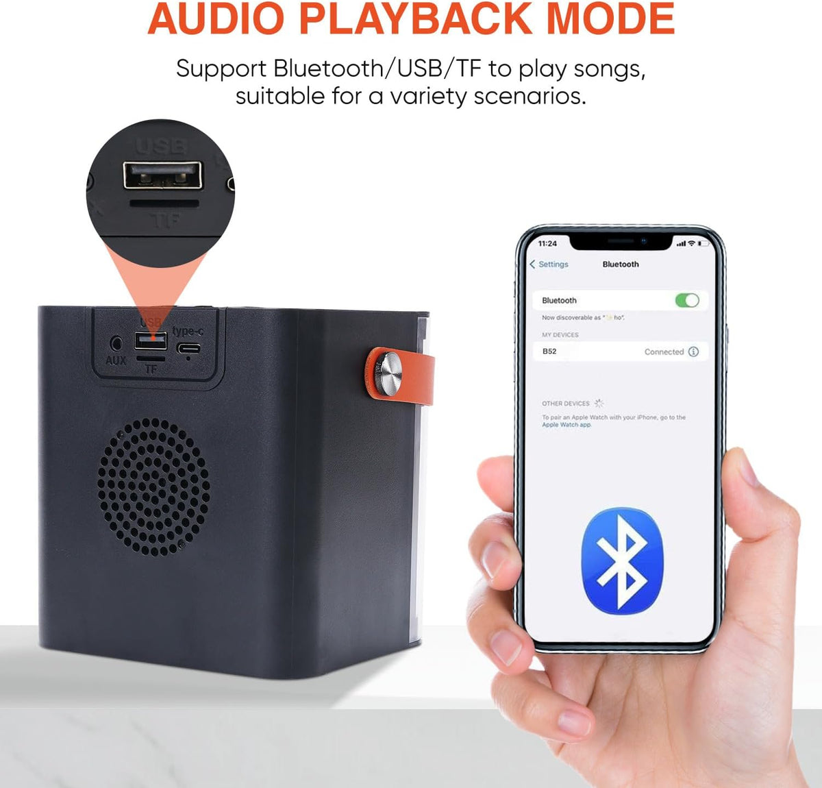DYNASONIC B52 Kids Karaoke Machine Bluetooth Speaker 2 Microphones Black