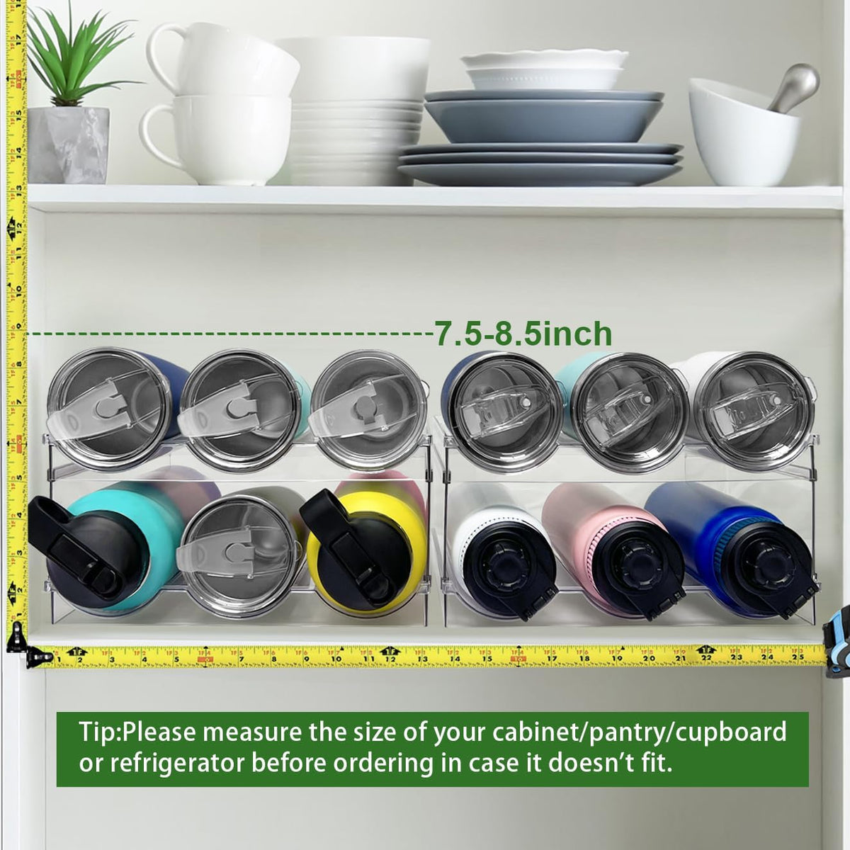 Stackable Water Bottle Storage Organiser Rack for Cupboard & Fridge