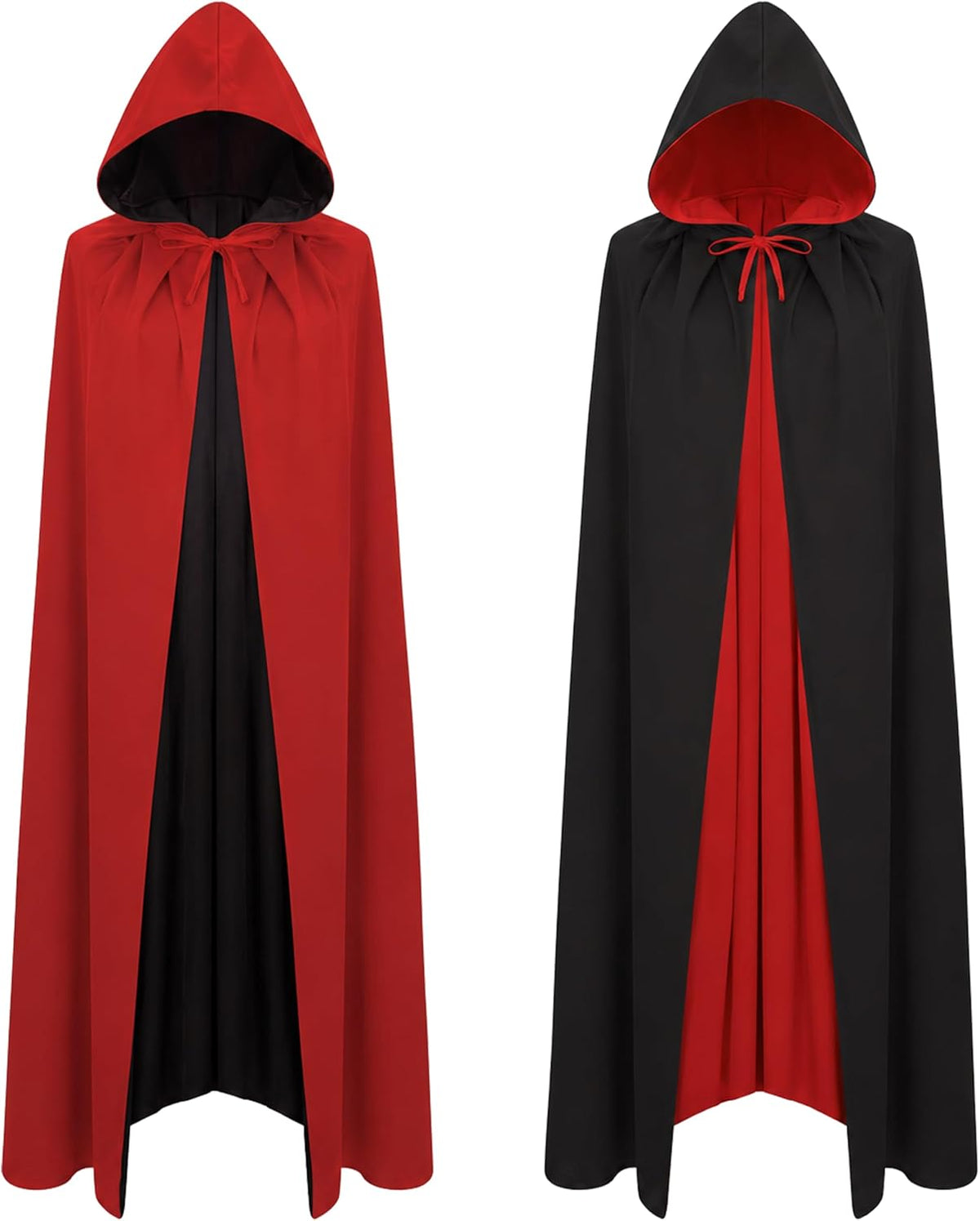 A-SZCXTOP Reversible Hooded Vampire Witch Cape Halloween Cloak Black Red L 150cm