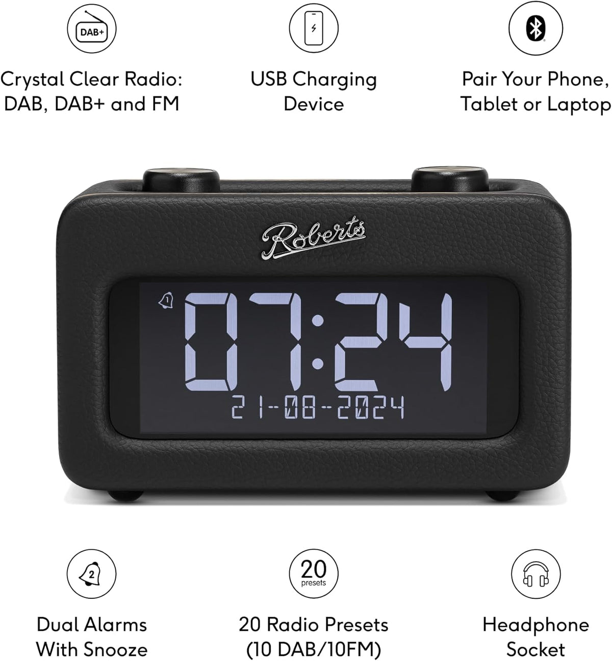 Roberts Revival REST Digital DAB Radio with Bluetooth, Black