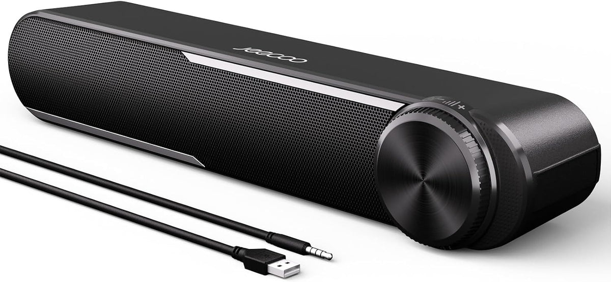 Jeecoo A30 PC Speakers, USB Powered Soundbar for Desktop, Laptop, Phone