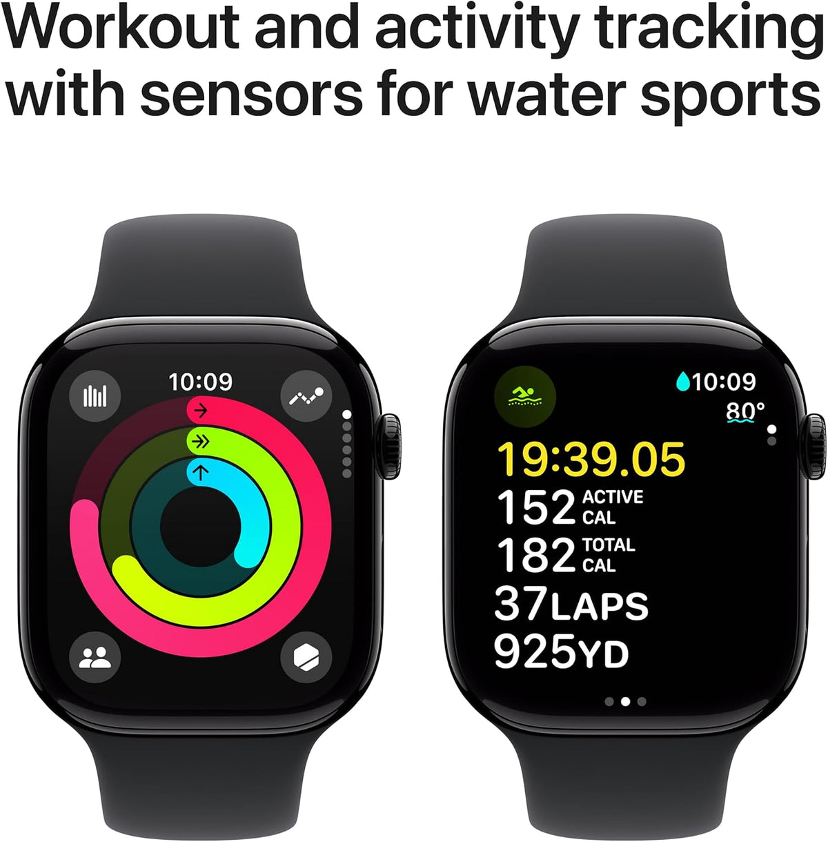 Apple Watch Series 10 (GPS + LTE, 46mm) Jet Black Aluminium + Black Sport Band - view 4