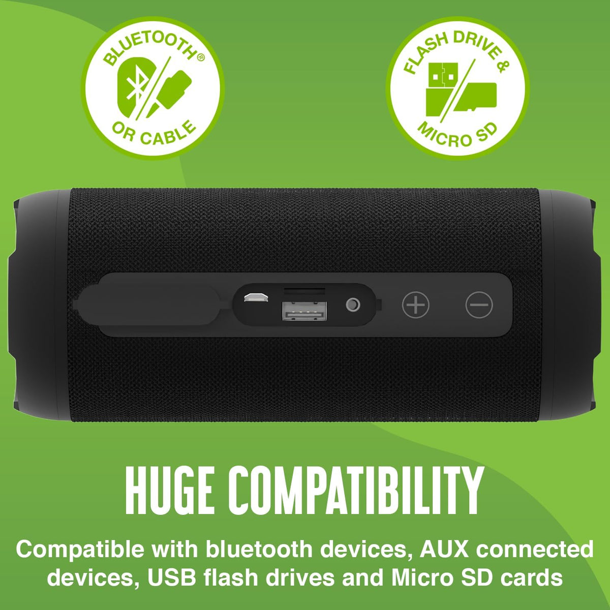 Juice BoomPRO Portable Bluetooth 10W Speaker, IPX5, 360 Sound, 15H Play, Black