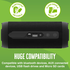 Juice BoomPRO Portable Bluetooth 10W Speaker, IPX5, 360 Sound, 15H Play, Black