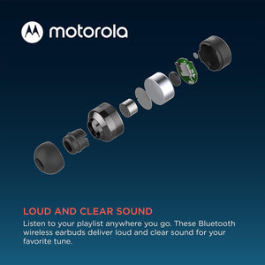 Motorola Moto Buds 120 Black Wireless Bluetooth Earbuds IPX5 Mic & Case