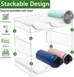 Stackable Water Bottle Storage Organiser Rack for Cupboard & Fridge