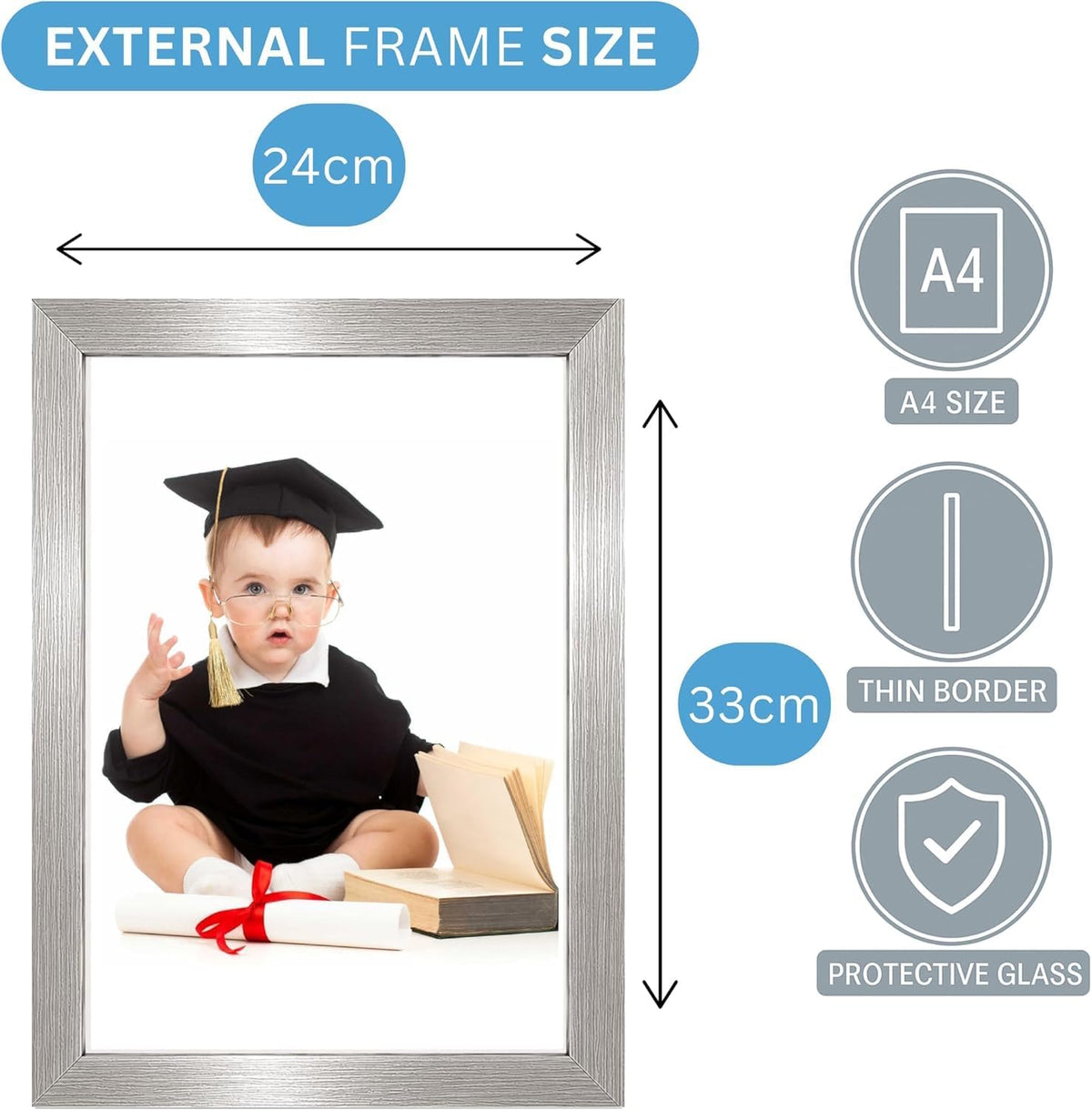 Clay Roberts A4 Photo Frames Pack of 6 Silver Picture Certificate Frame 21x29.7