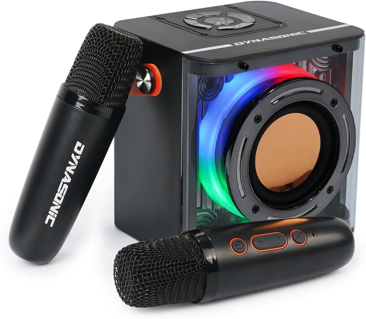 DYNASONIC B52 Kids Karaoke Machine Bluetooth Speaker 2 Microphones Black