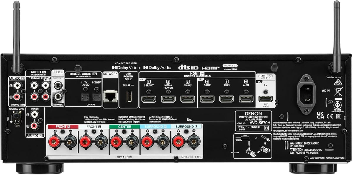 Denon AVC-S670H 5.2 Channel AV Amplifier Dolby DTS-HD Bluetooth AirPlay 2 HEOS
