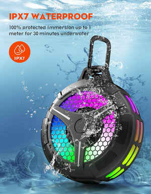 Oritzan Shower Bluetooth Speaker IPX7, Stereo Bass, RGB, 360 Sound, 15W, Mic