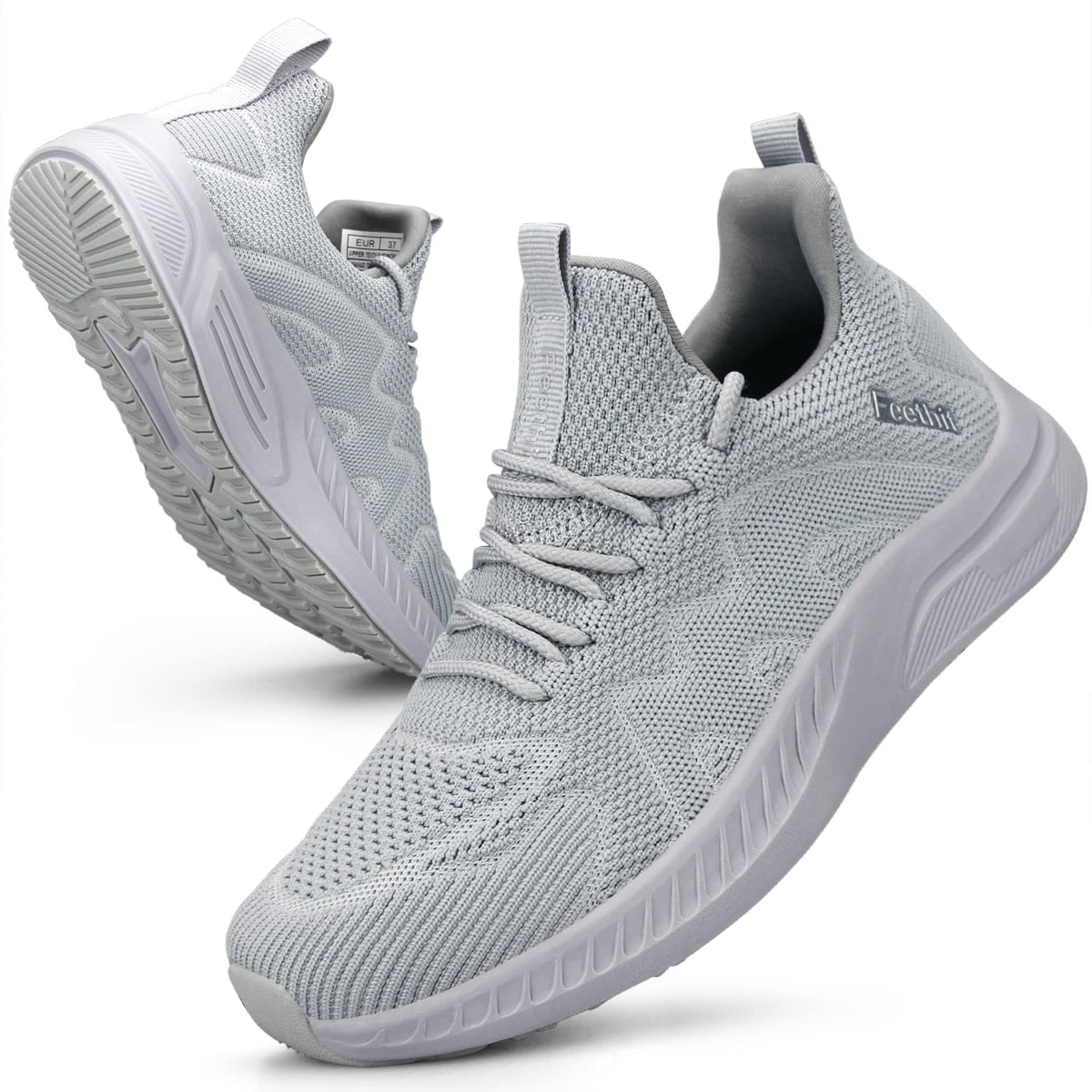 Feethit Women's UK 5 Lightweight Breathable Walking Gym Trainers - Light Grey