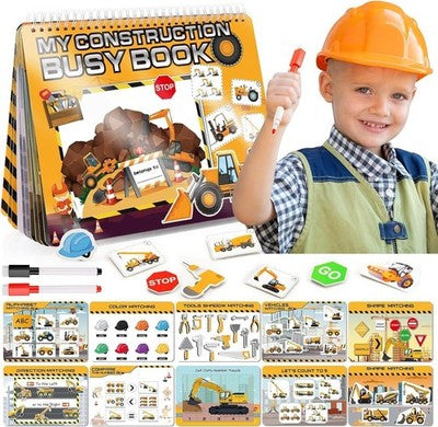 Montessori Construction Vehicle Busy Book - Learning Toys For Ages 3-5