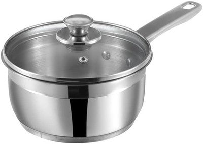 Vinod Saucepan 18cm 2.3L Stainless Steel Glass Lid Induction & Gas Compatible