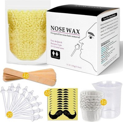 Nose Waxing Kit 100G For Men And Women Hair Removal Wax Strip Nasal Ear Painless