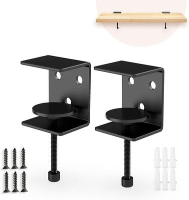 Rustic Steel Shelf Brackets 2-Pack Heavy-Duty Industrial Wall Mount Iron-Look